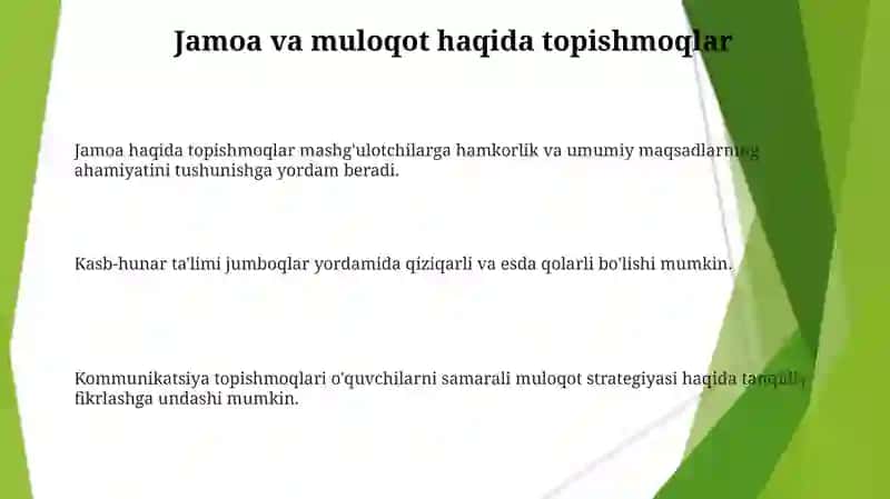 Potensialni Ochish: Kasb-hunar Ta'limi uchun Topishmoqlarning Afzalliklari 3