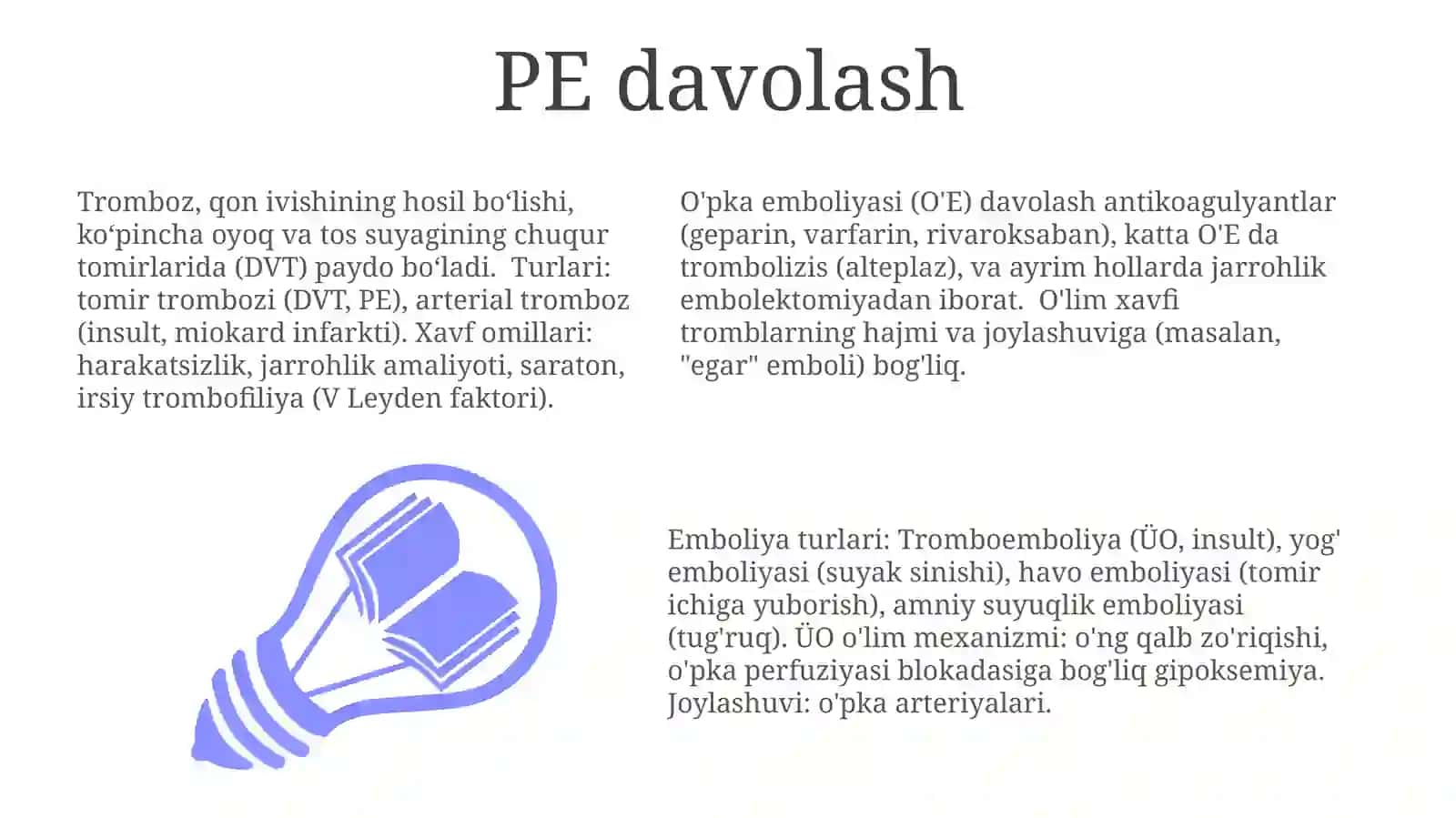 Tromboz va Emboliya Davolash Usullari 3