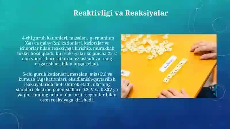 4-Chi va 5-Chi Guruh Kationlarining Kimyoviy Xossalari 3