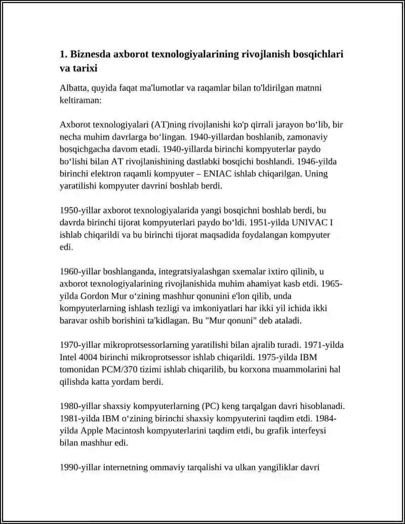 BIZNESDA AXBOROT TEXNOLOGIYALARI: RIVOJLANISH BOSQICHLARI, VOSITALARI VA XAVFSIZLIK 3