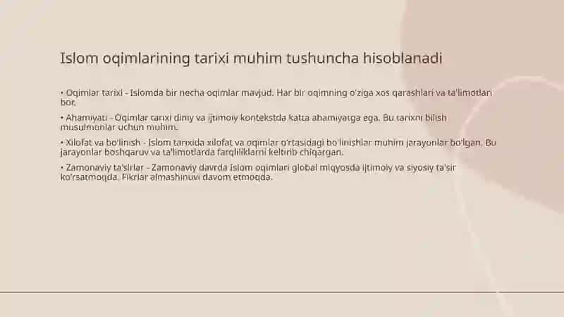 Islom oqimlari va yoʻnalishlarning paydo boʻlishi sabablari eʼtiqodidagi boʻlinish sabablari va oqibatlari 3
