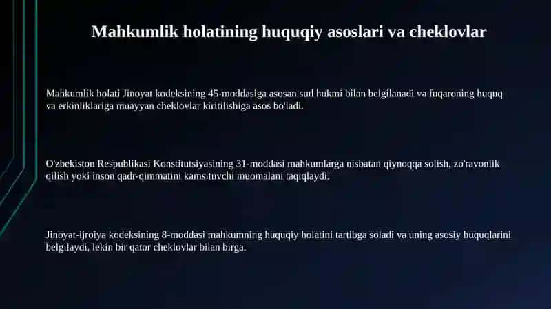 Umurbod ozodlikdan mahrum qilishga hukm qilingan mahkumlarning huquqiy holati 3