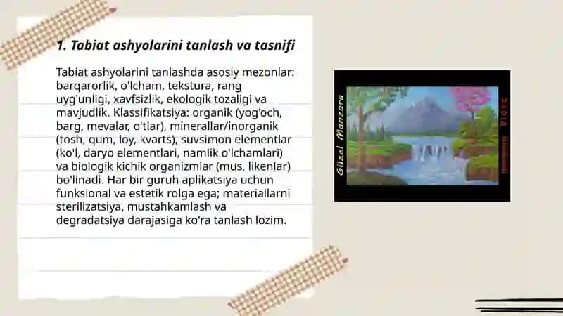Tabiat ashyolaridan foydalanib manzara aplikatsiyasini yasash 3