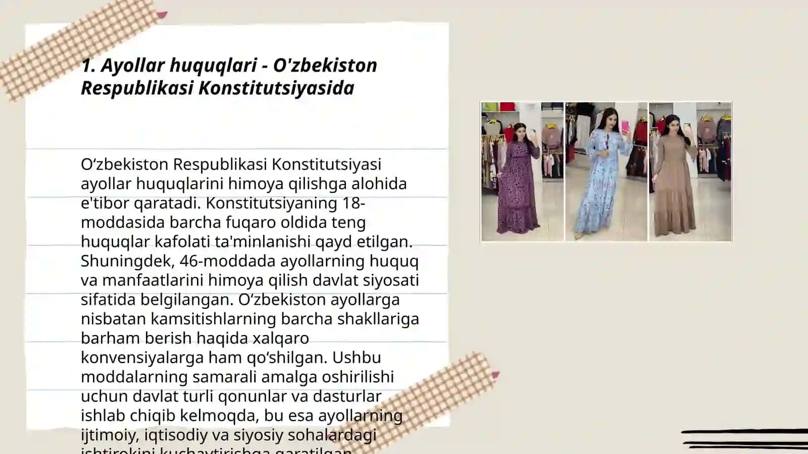 Ayollar huquqlari - O'zbekiston Respublikasi milliy qonunchiligida. Gender tenglik. Himoya orderi 3