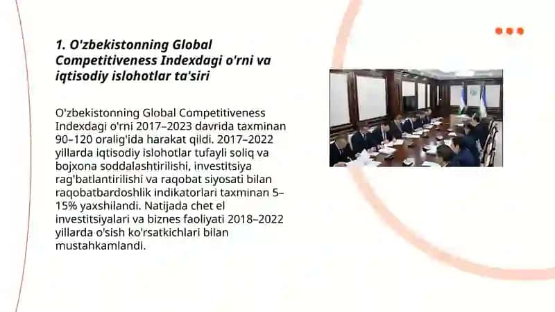 O'zbekistonning Global Competitiveness Indexdagi o'rni va iqtisodiy islohotlar ta'siri 3