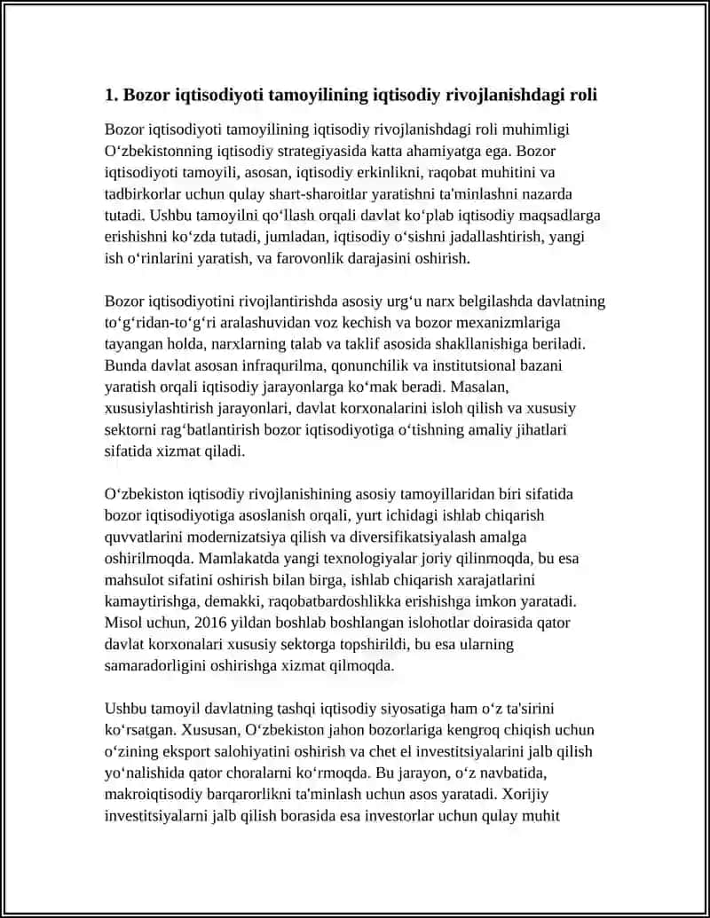 O‘ZBEKISTONNING IQTISODIY RIVOJLANISHIDA BELGILANGAN ASOSIY TAMOYILLARNING AHAMIYATI 3