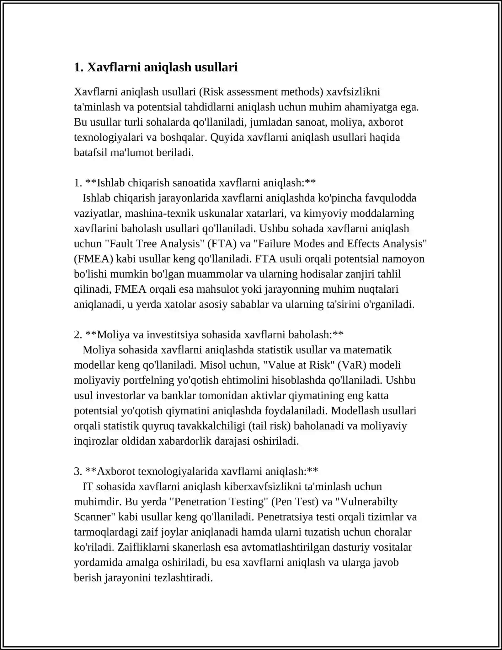 XAVFLARNI ANALIZ QILISH VA BOSHQARISH 3