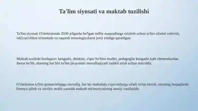 Ta'lim siyosati va maktab tuzilishi 3