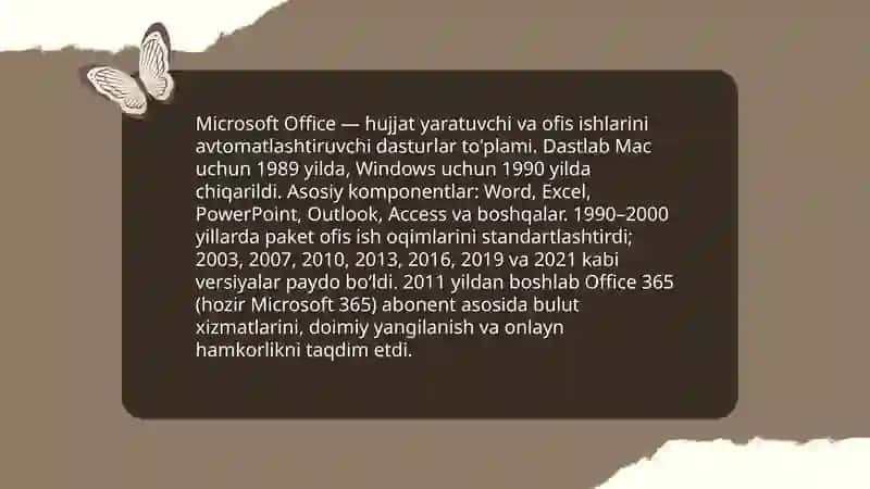 MS Office paketi versiyalari, tarkibi va ularning vazifalari 3