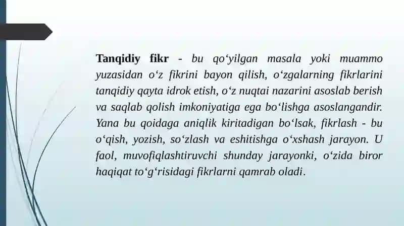 Tanqidiy Fikrlashni Shakllantirish Texnologiyasi 3