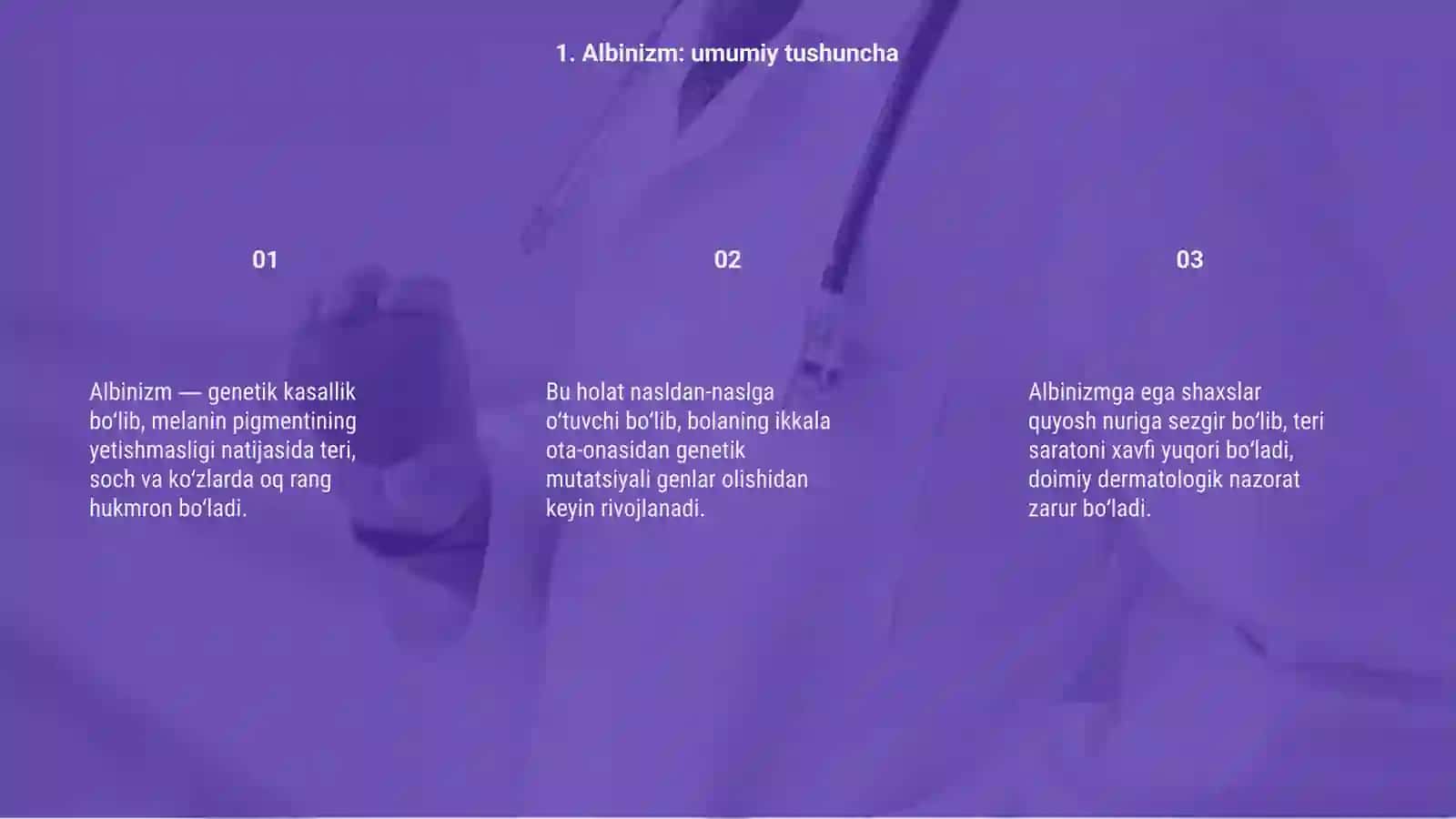 Albinizm.Etiopatogenezi,klinikasi,davolash va profilaktikasi 3