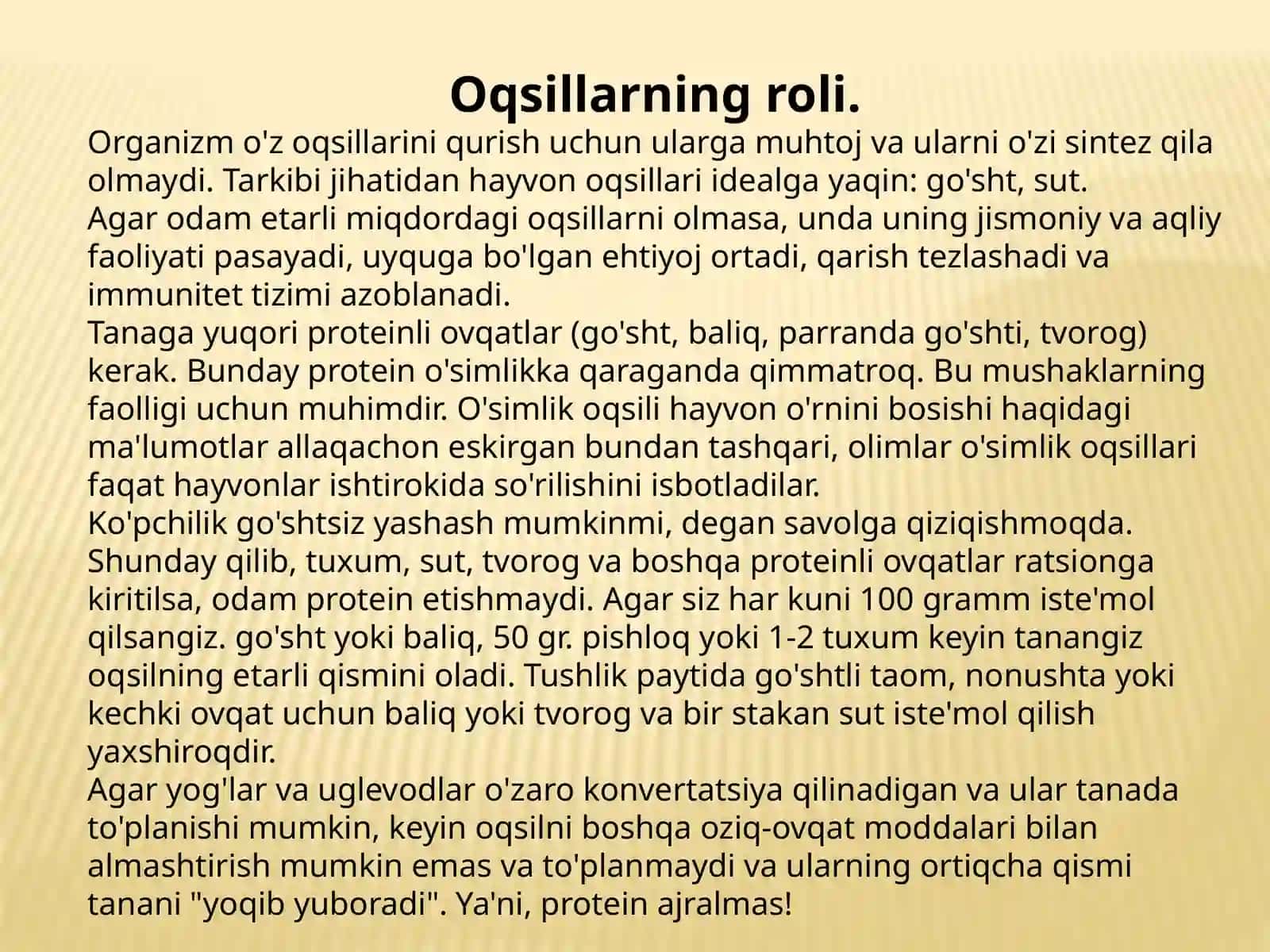 Proteinlar, yog'lar, uglevodlar va boshqa tarkibiy qismlar 3