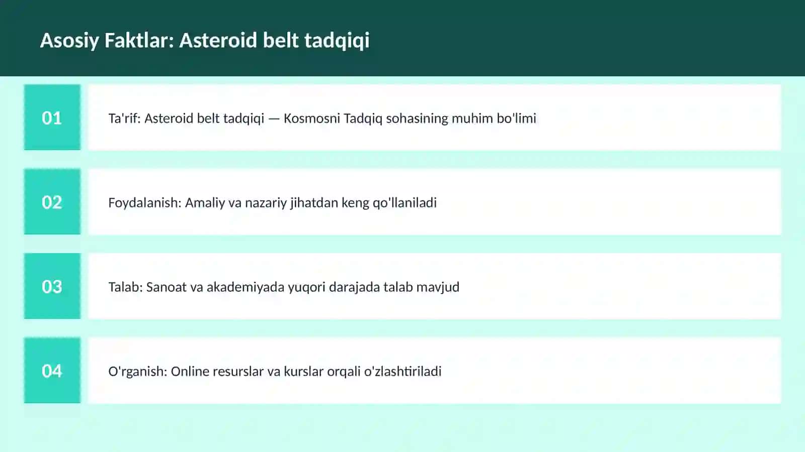 Asteroid belt tadqiqi 3