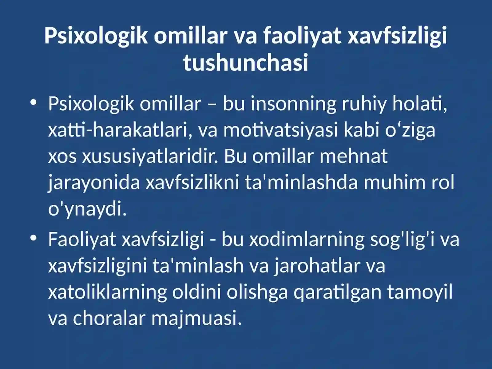 Psixologik omillar va faoliyat xavfsizligi tushunchasi 3