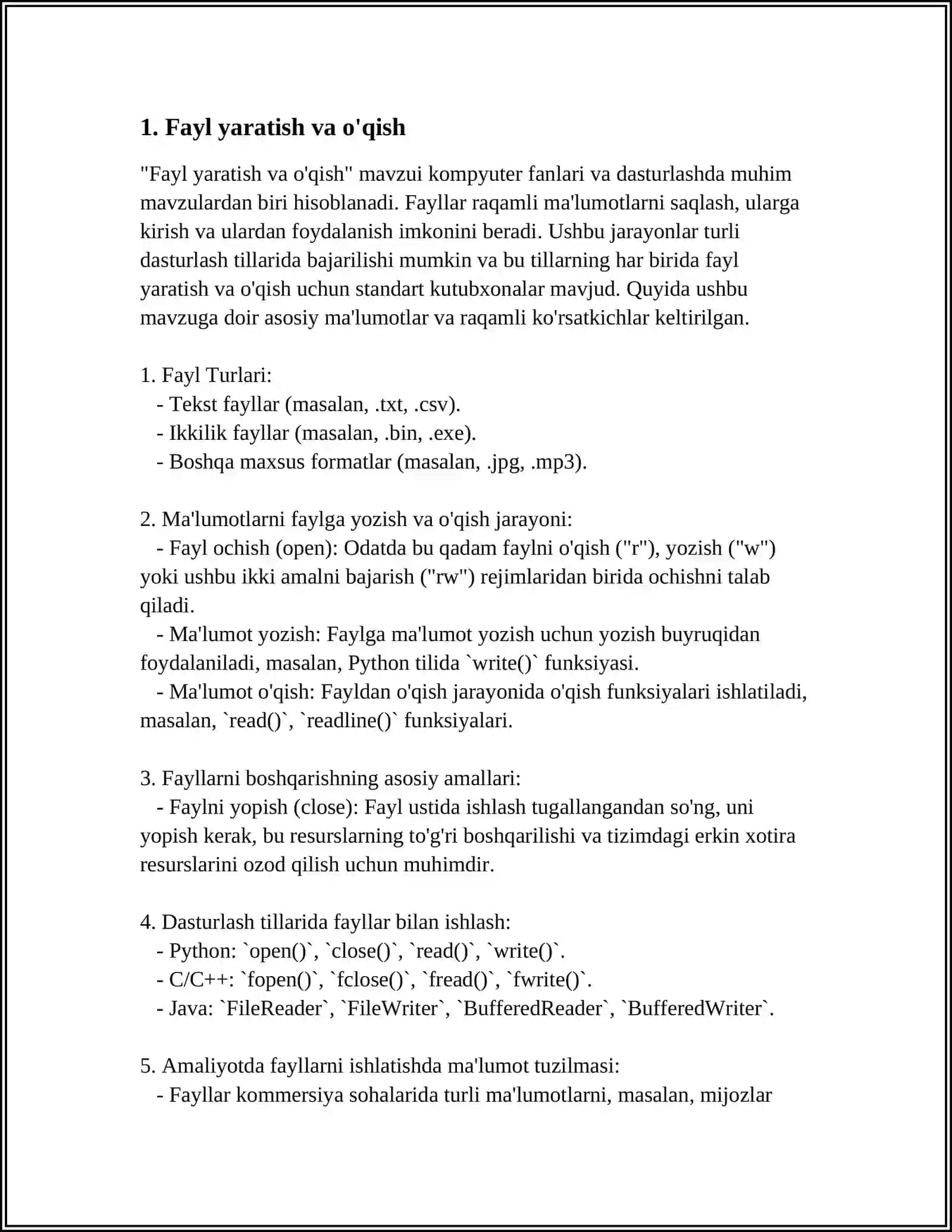 PYTONDA FAYLLAR BILAN ISHLASH 3