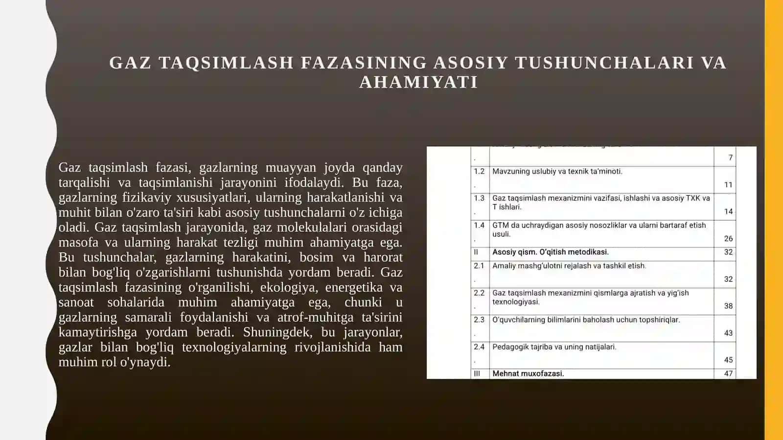 Gaz taqsimlash fazasining tavsifi va diagrammasi 3