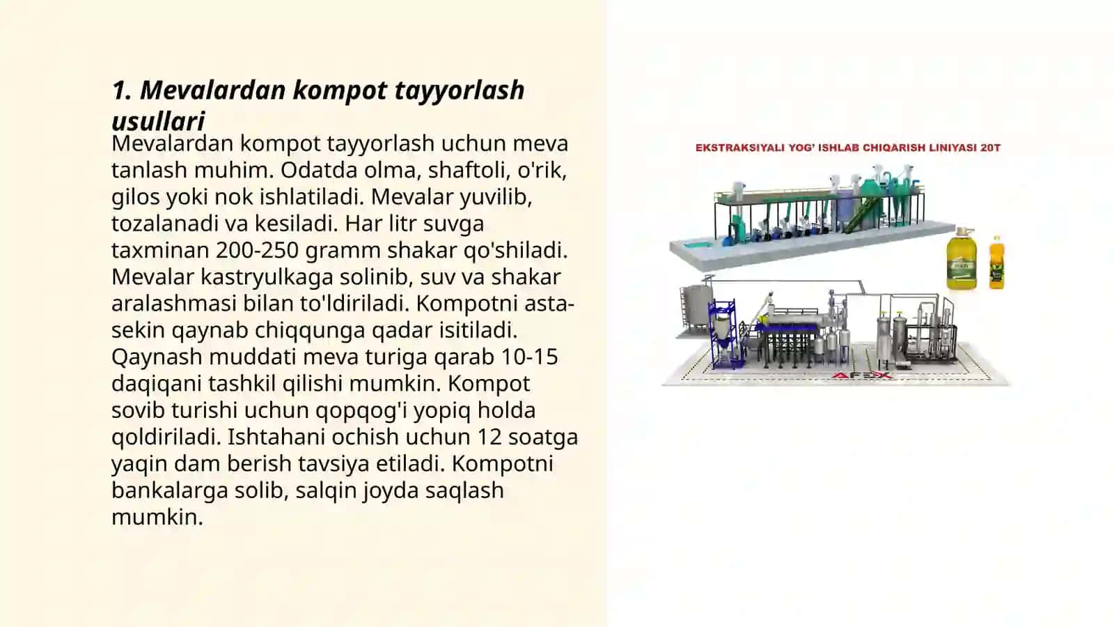 Mevalardan kompot olish texnologik sxemalari 3