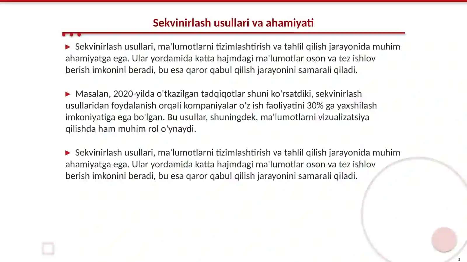 Sekvinirlash usullari 3