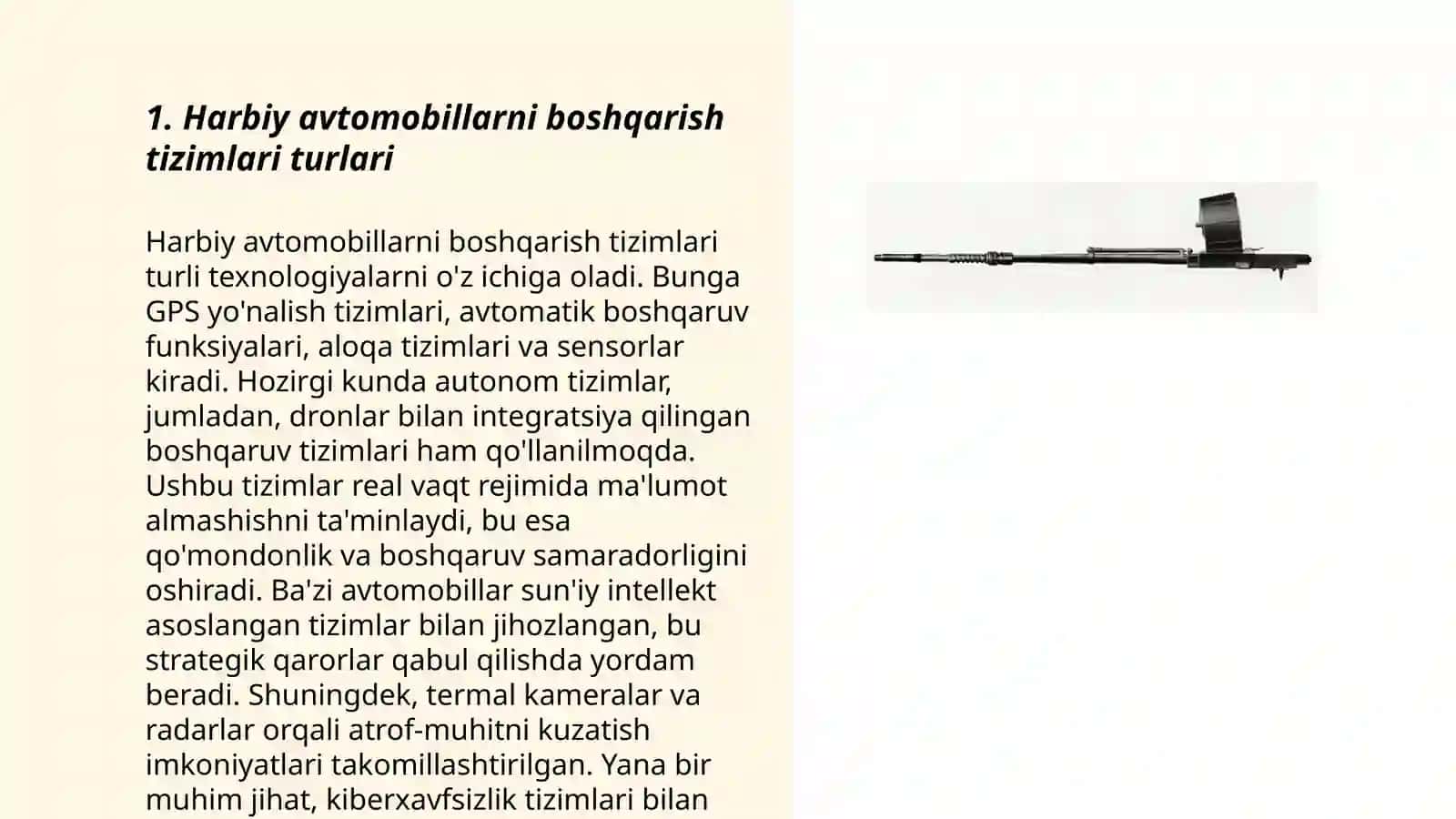 Harbiy avtomobillarni boshqarish tizimlari turlari 3