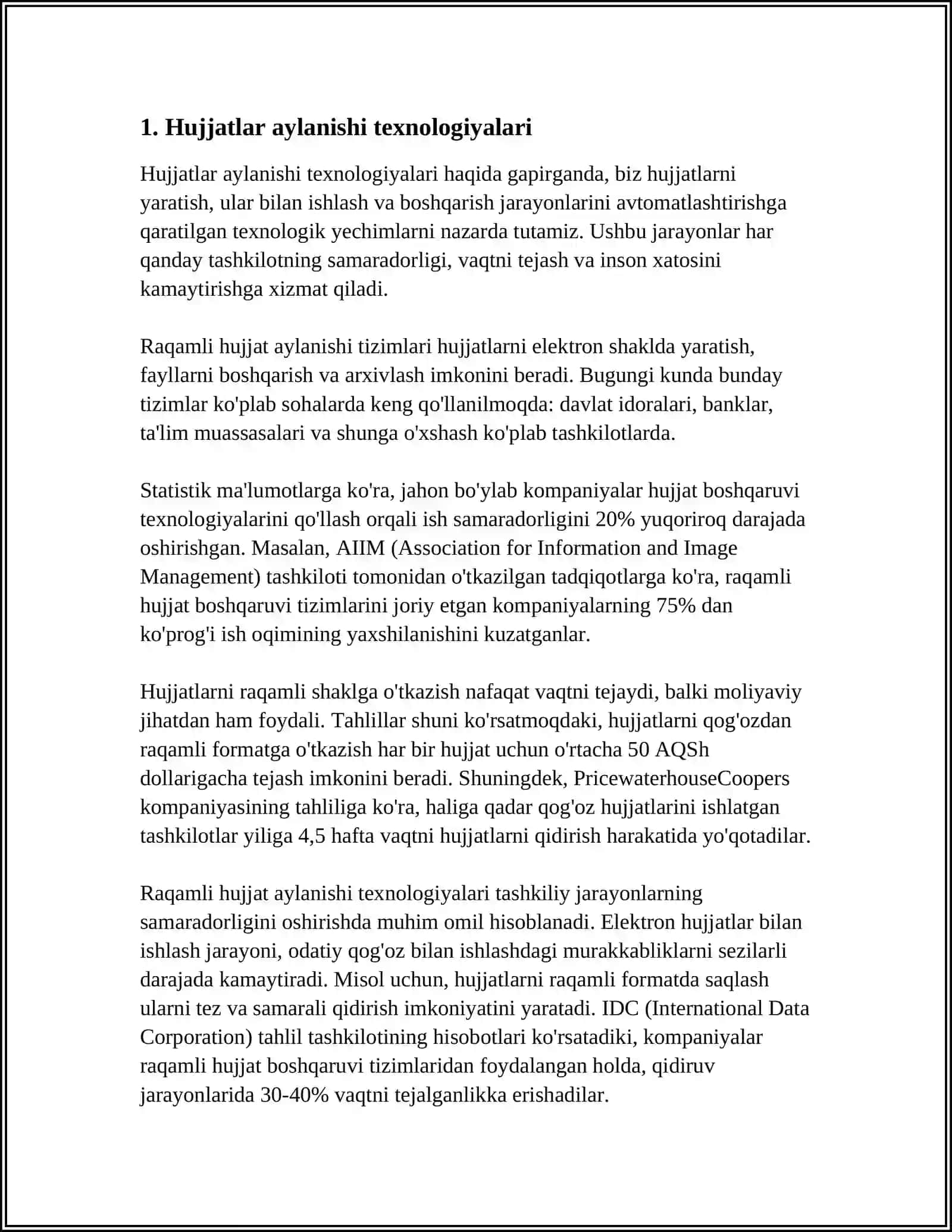 MUASSASALARDA ISH YURITISHNI TASHKIL ETISH TEXNOLOGIYALARI 3