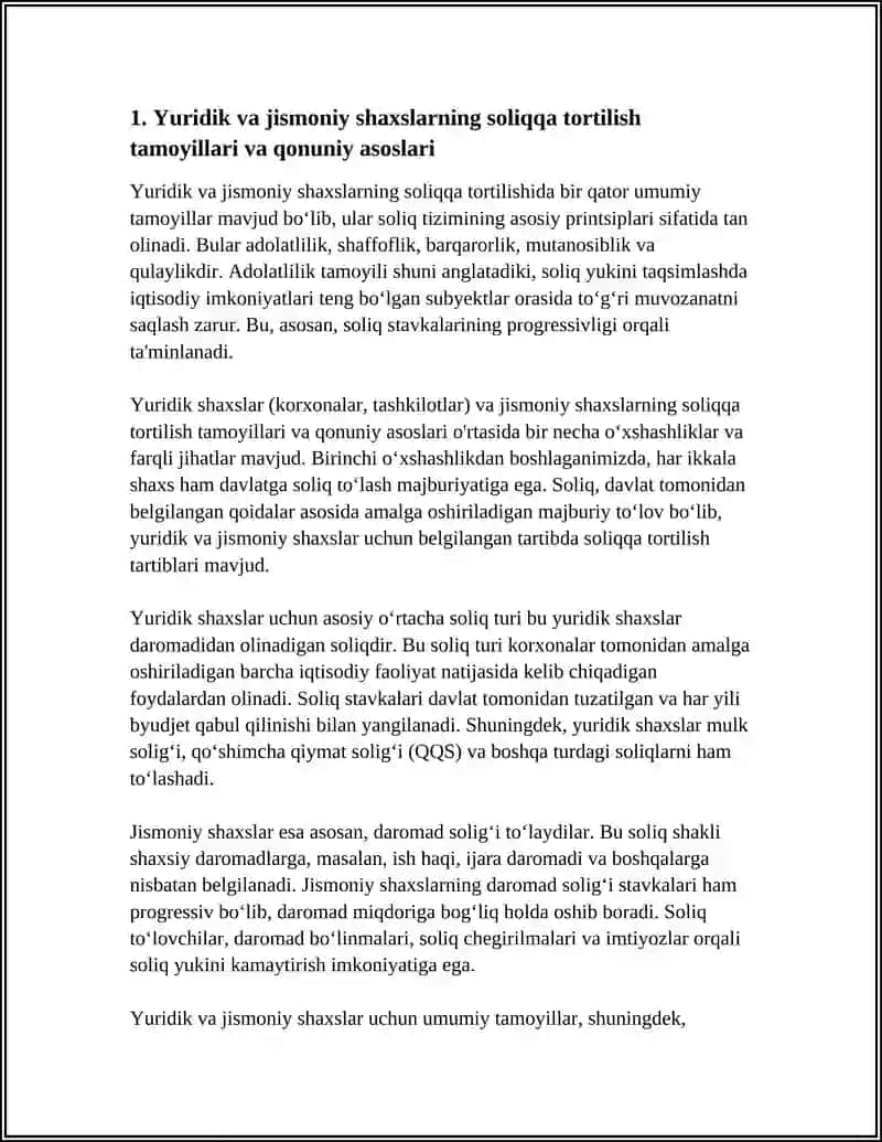 YURIDIK VA JISMONIY SHAXSLARNI SOLIQQA TORTISHNI OʻZIGA XOS O'XSHASHLIK HAMDA FARQLI JIHATLARI 3