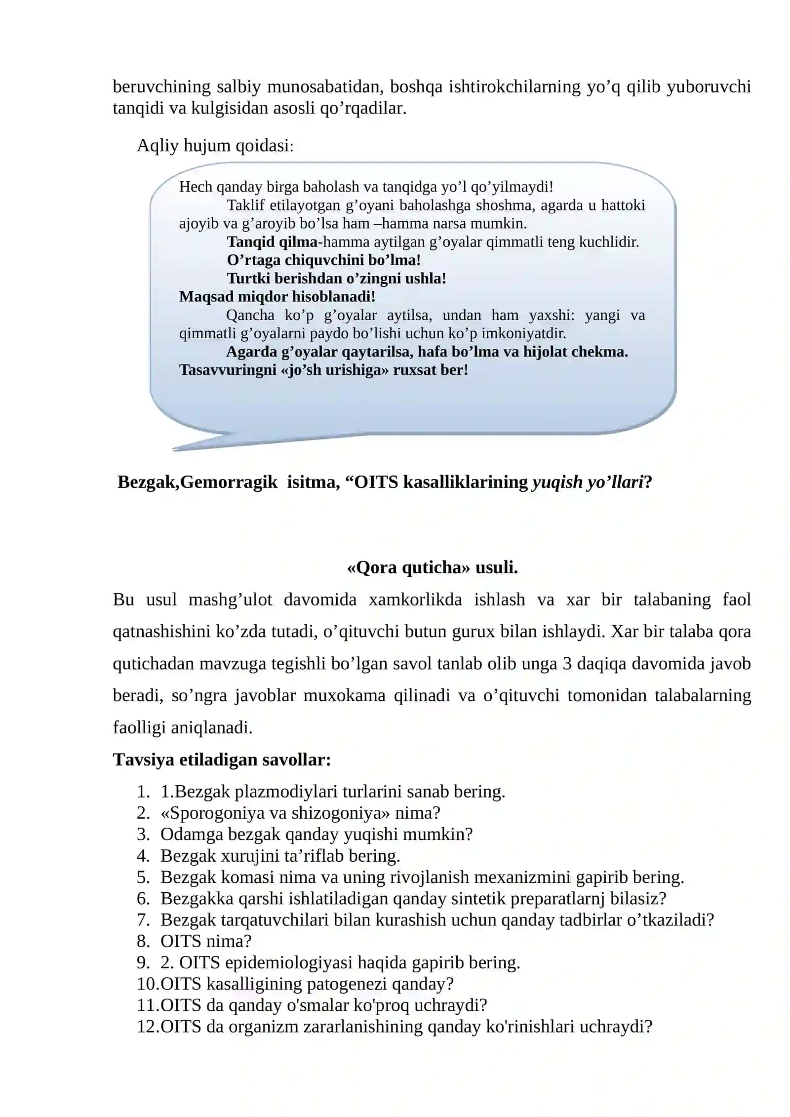 Bezgak. Gemorragik isitma kasalligi. OITS (Orttirilgan immmunitet tanqisligi sindromi) 3