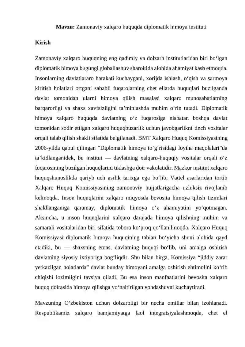 Zamonaviy xalqaro huquqda diplomatik himoya instituti 3