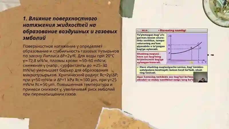 Суюкликларнинг сирт таранглиги хаво ва газ емболияси 3