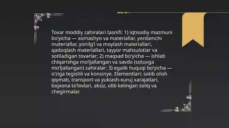 Tovar moddiy zahiralar hisobi 3