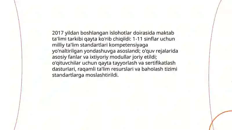 Oʻzbekiston Respublikasida talim sohasida amalga oshirilgan islohotlar 3