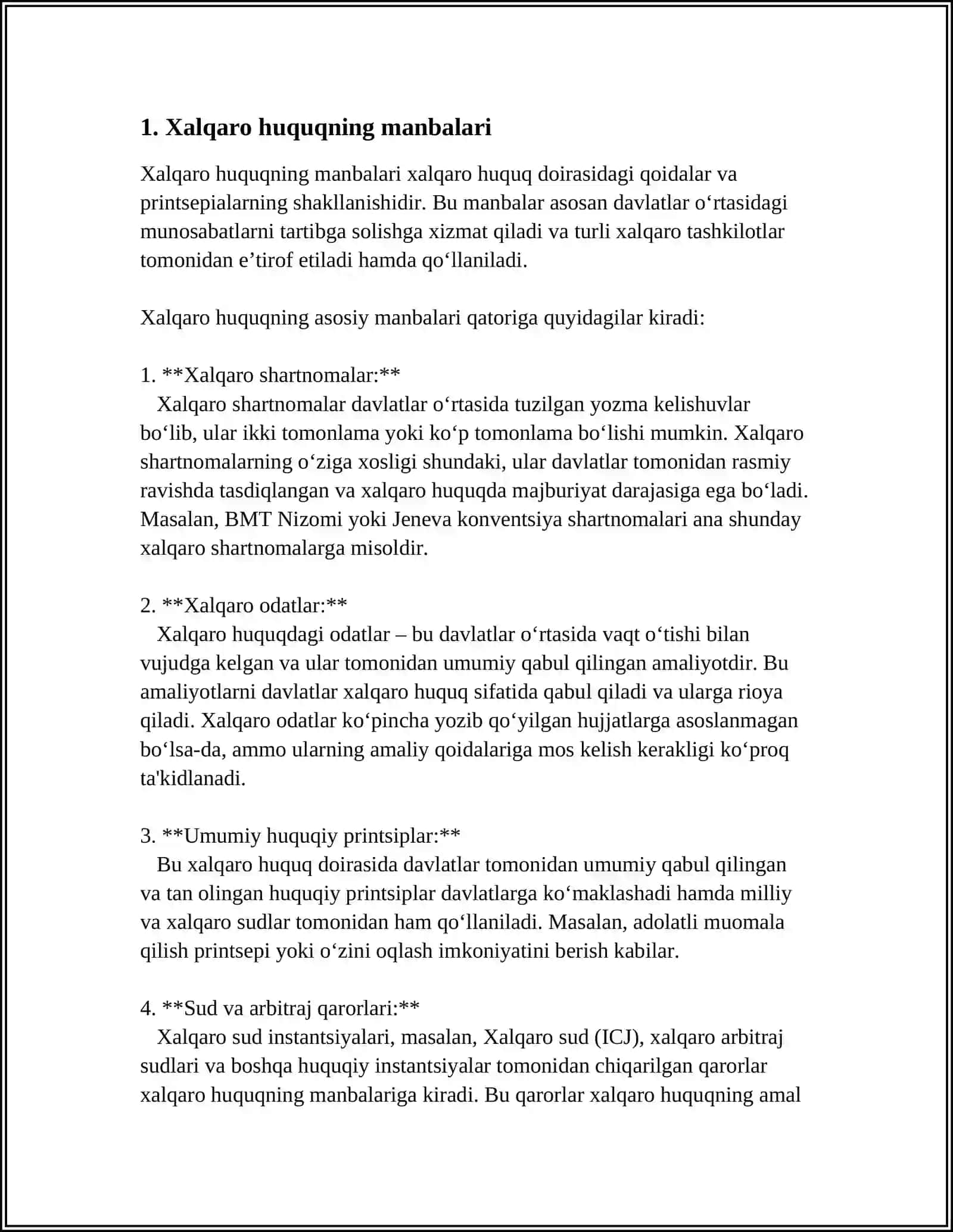MUSTAQIL ISH Mavzu: XALQARO HUQUQ 3