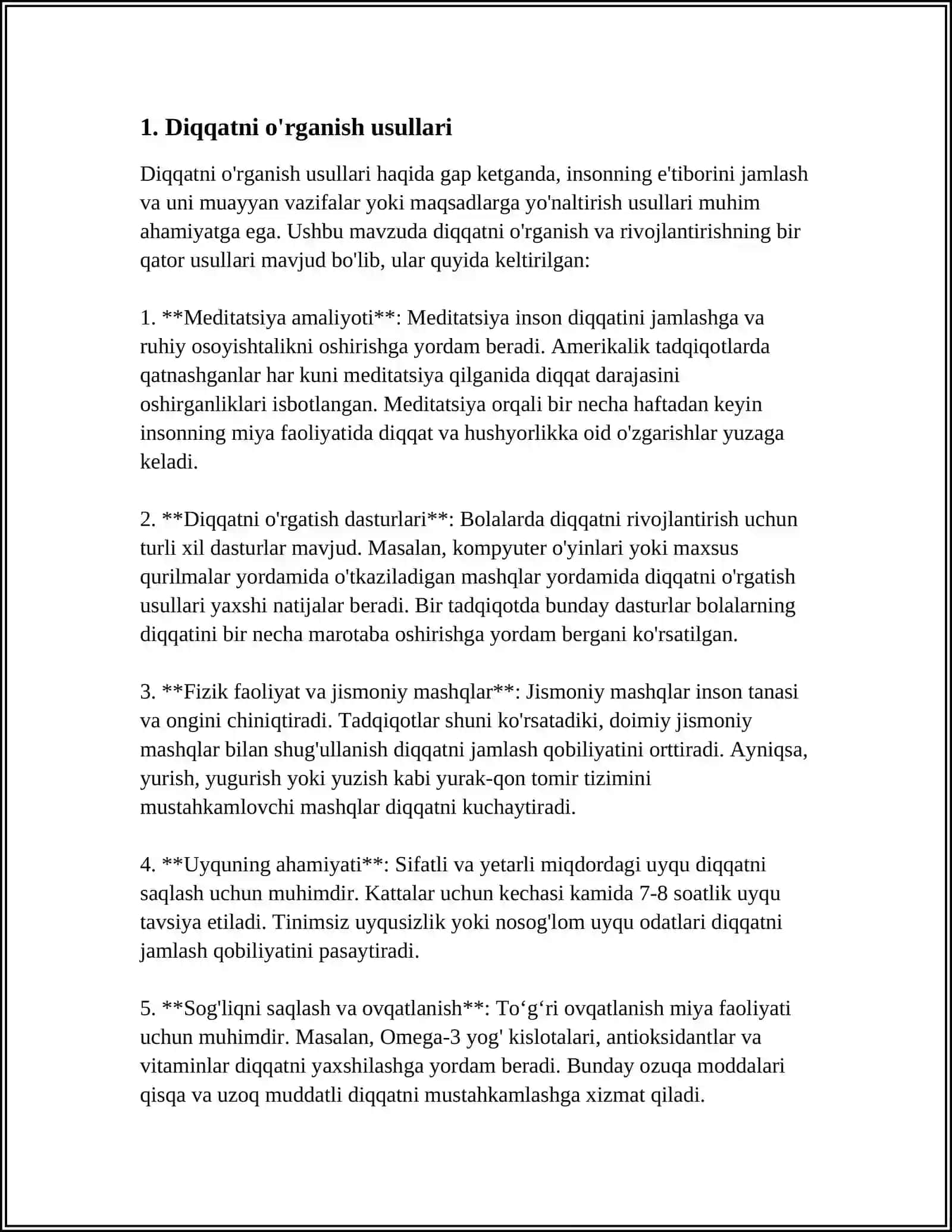 BOLANI TEKSHIRISH BAYONNOMASI ASOSIDA UNING DIQQAT,IDROK,XOTIRA, TAFAKKUR VA NUTQINING XUSUSIYATLARINI TAHLIL QILISH 3