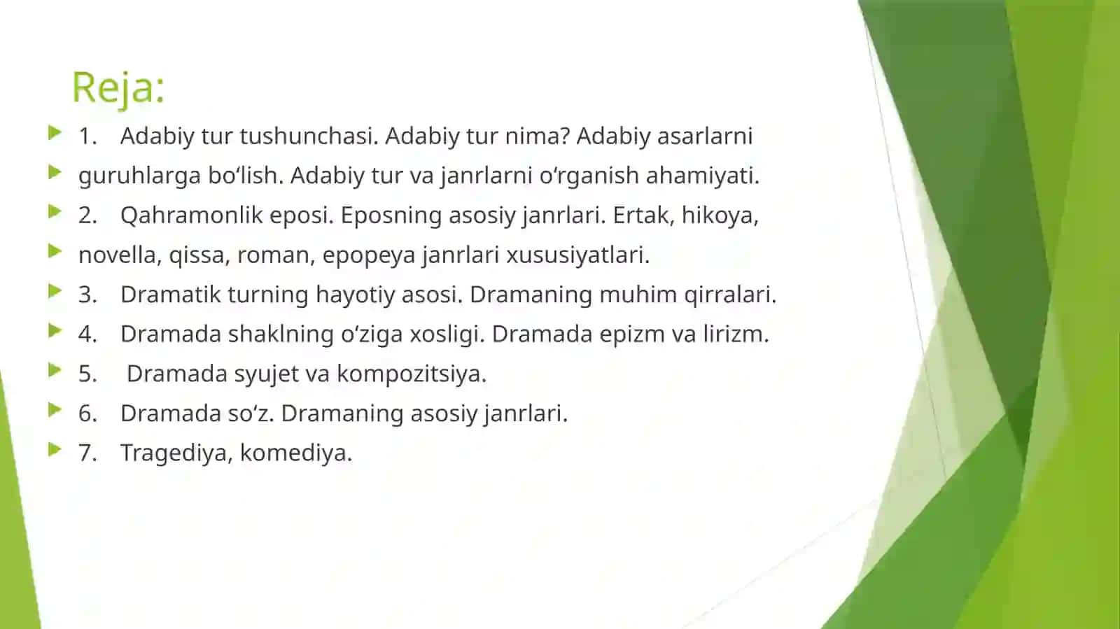 Adabiy  turlar  va  janrlar. Epik tur.Dramatik tur 3