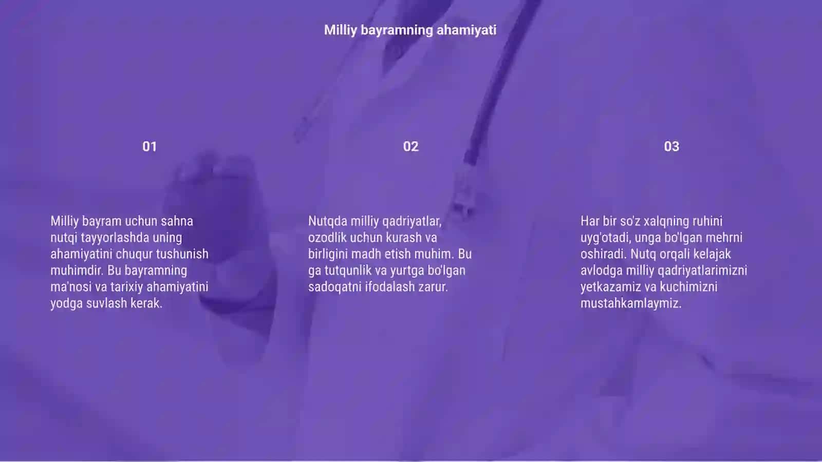 Milliy bayram uchun sahna nutqi tayyorlash 3