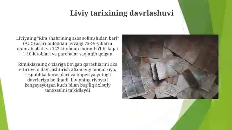 Tit Liviy. Rim tarixi. Tarjima va tarix 3