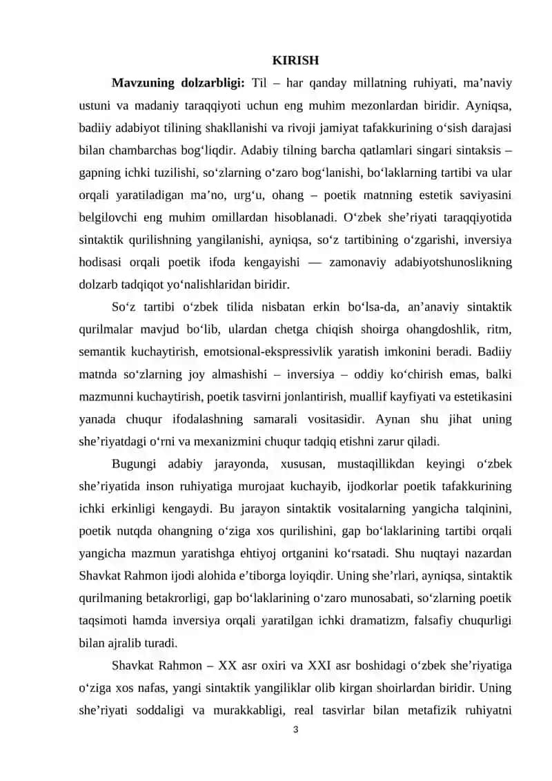 Gap bo‘laklarining tartibi. Inversiya (Shavkat Rahmon she'rlari tahlilida) 3