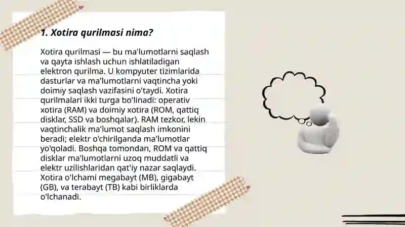 Xotira qurilmasi.Ularning turlari va vazifalari 3