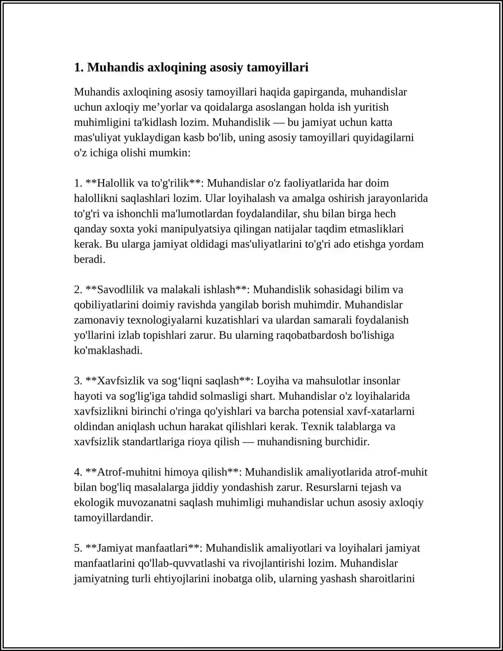 MUHANDISNING AXLOGI VA MAS'ULIYATI 3