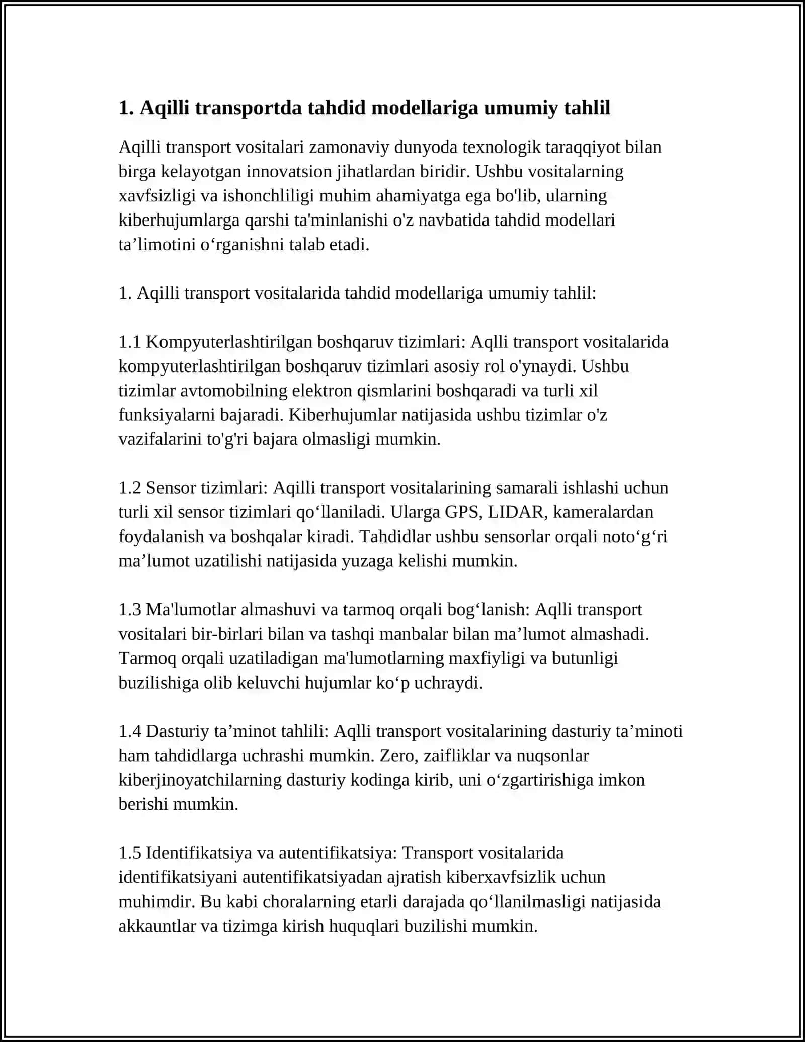 AQILLI TRANSPORT VOSITALARIDA KIBERHAVFSIZLIK MUAMMOLARI 3