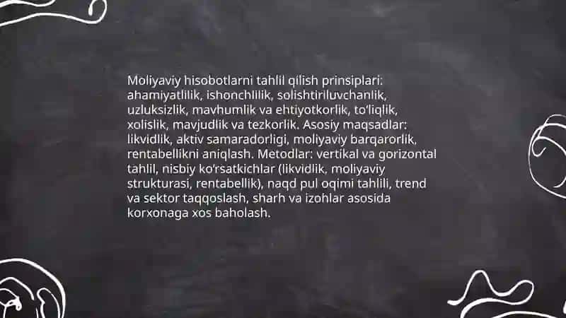 Moliyaviy hisobotlarni tahlil qilish prinsiplari 3