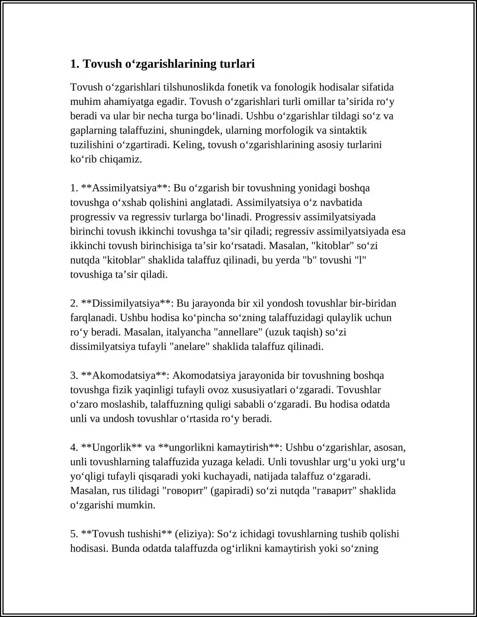 MUAYYAN MATNDAGI TOVUSH OʻZGARISHLARINI TOPISH VA IZOHLASH 3