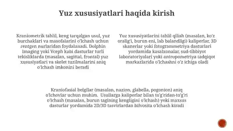 Yuz xususiyatlarini o'lchash 3