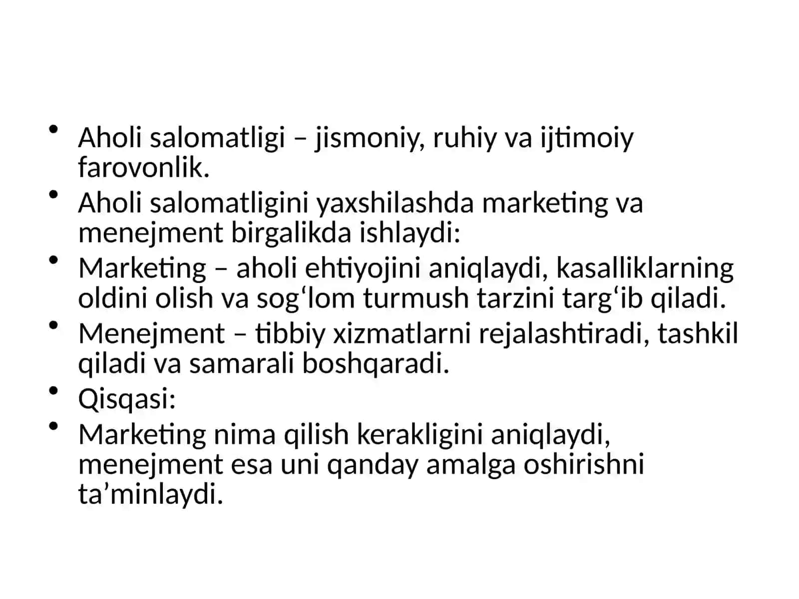 Aholi salomatligini yaxshilashda marketing xizmati o‘rni 3
