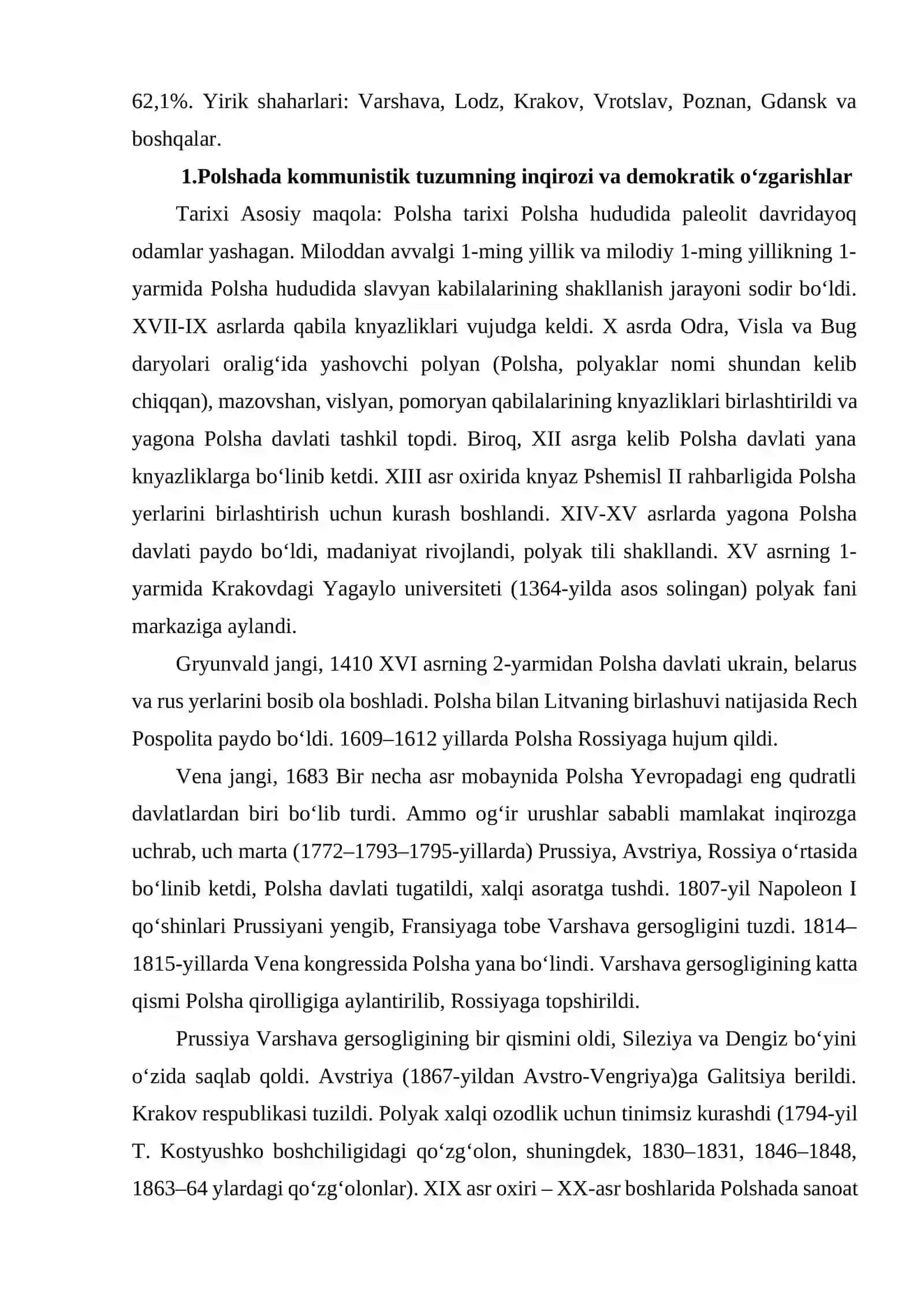 XX ASR OXIRI - XXI ASR BOSHLARIDA POLSHA 3