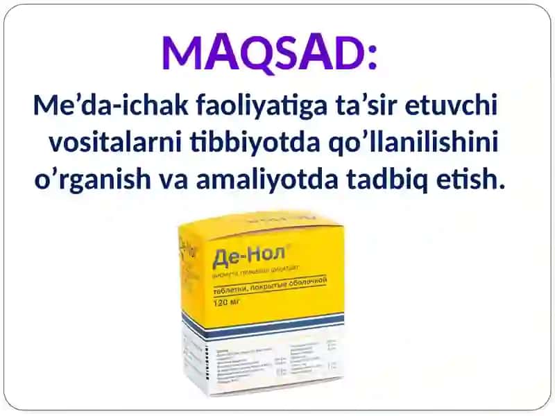 Me'da-ichak faoliyatiga ta'sir etuvchi moddalar 3