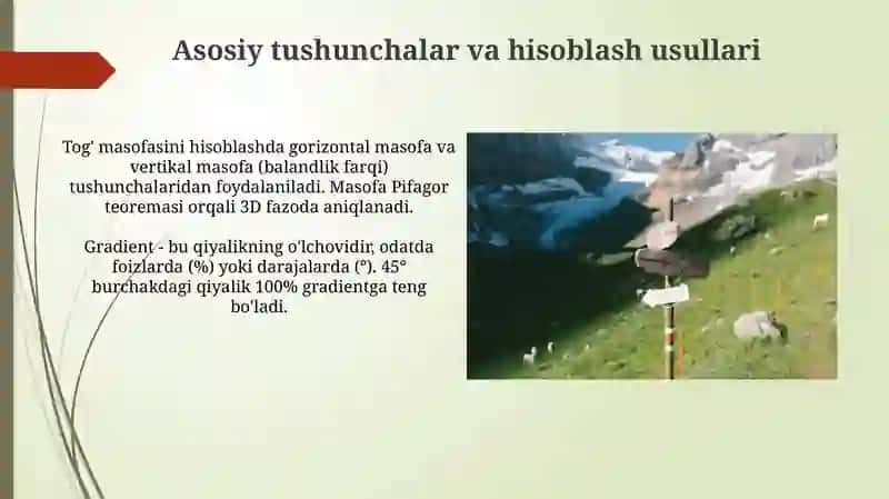 Tog'lar-kilometrni hisoblash 3