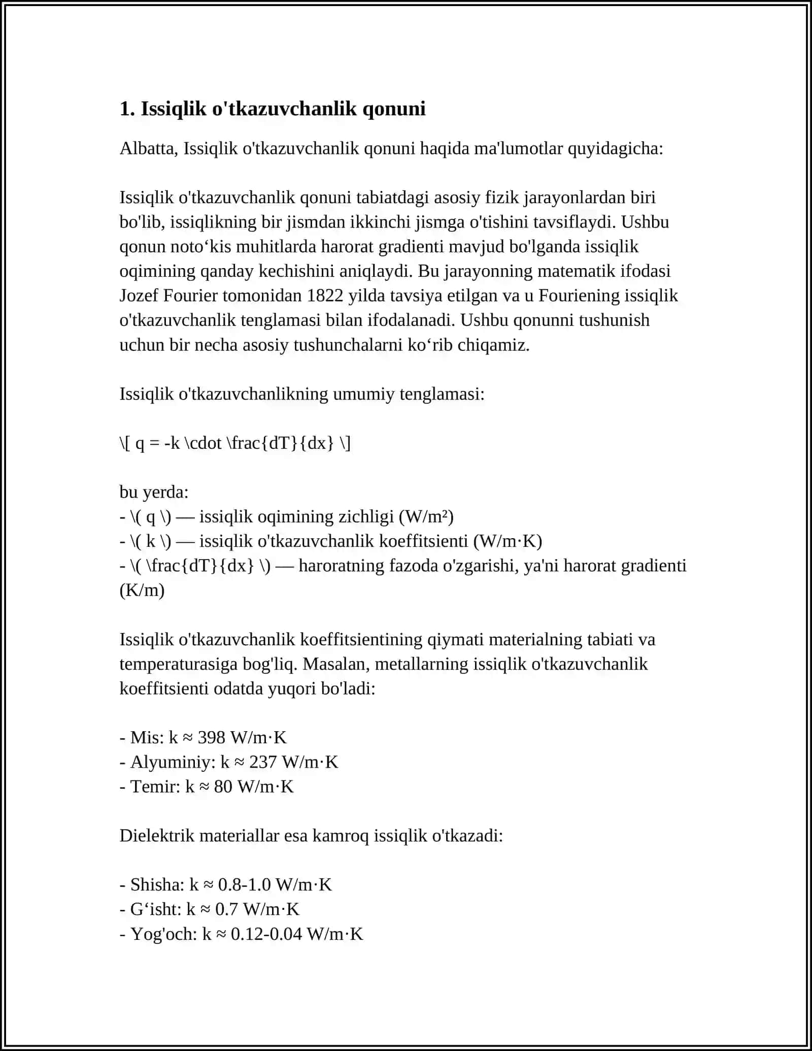 ISSIQLIK NURLANISH QONUNLARI 3