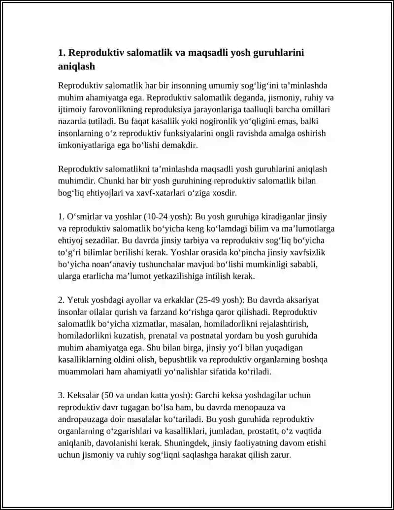 REPRODUKTIV SALOMATLIK.MAQSADLI YOSH GURUHLARI SALOMATLIGINI MUHOFAZA QILISH 3