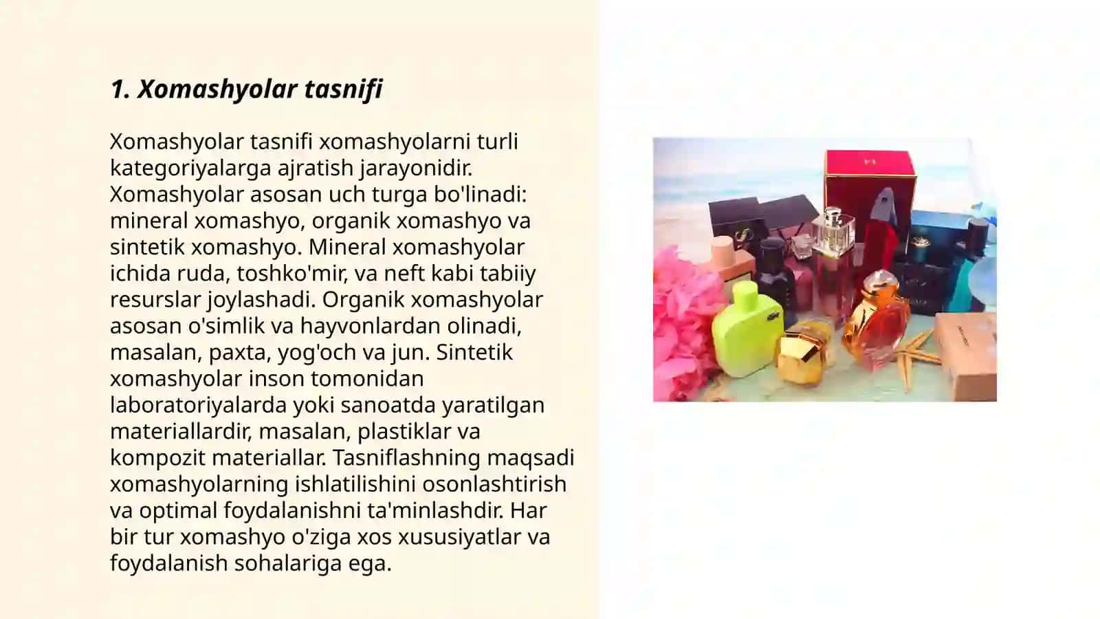 Xomashyolar tasnifi 3