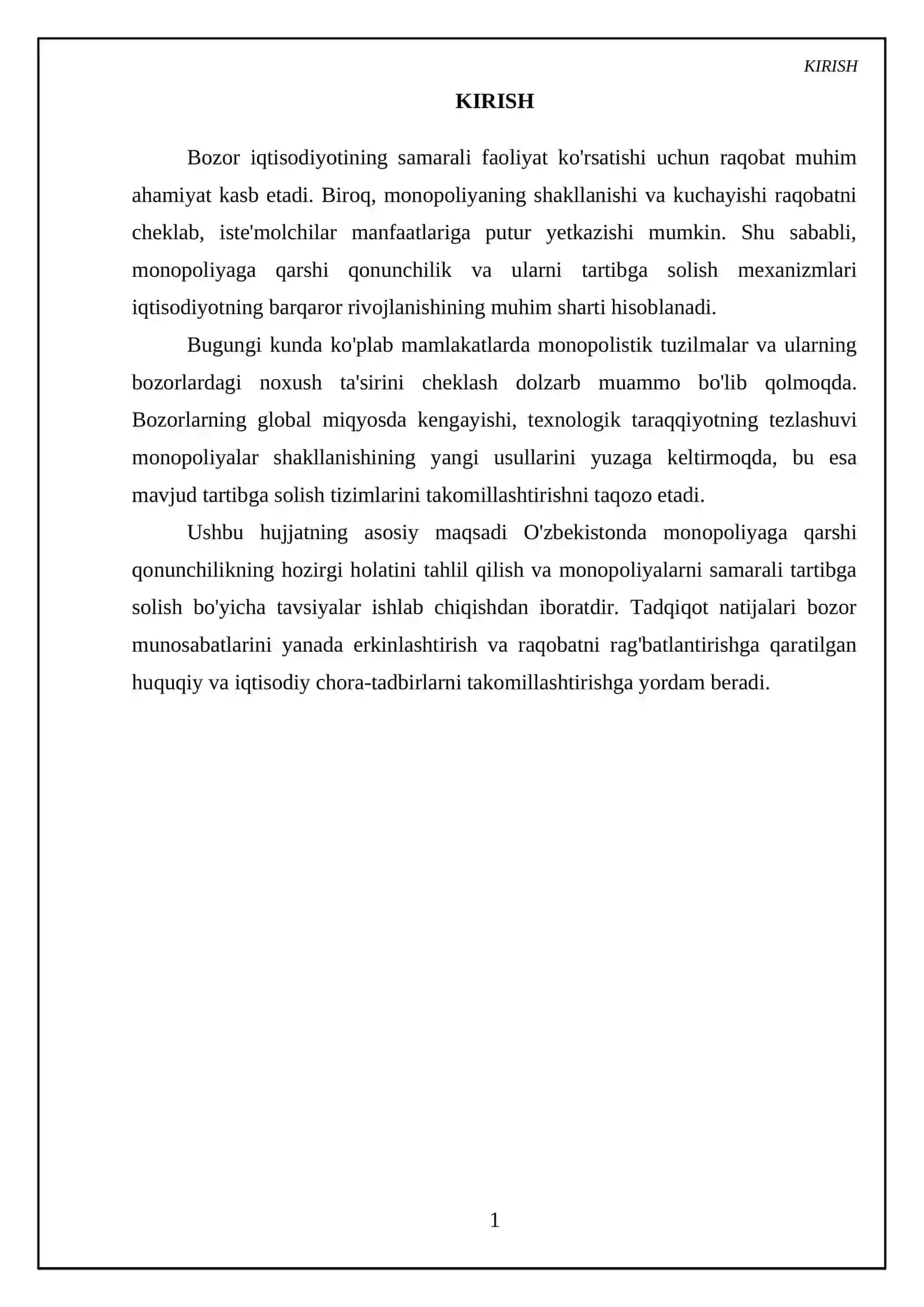 Anti monopol qonunchilik va monopolyalarda tartibga solish 3